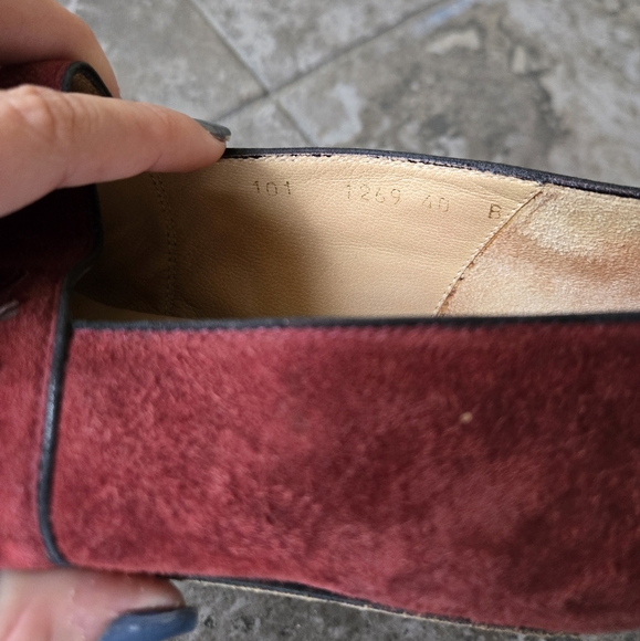 GUCCI vintage cherry red burgundy loafers flats suede snakeskin size 40EU 10US - Picture 14 of 16